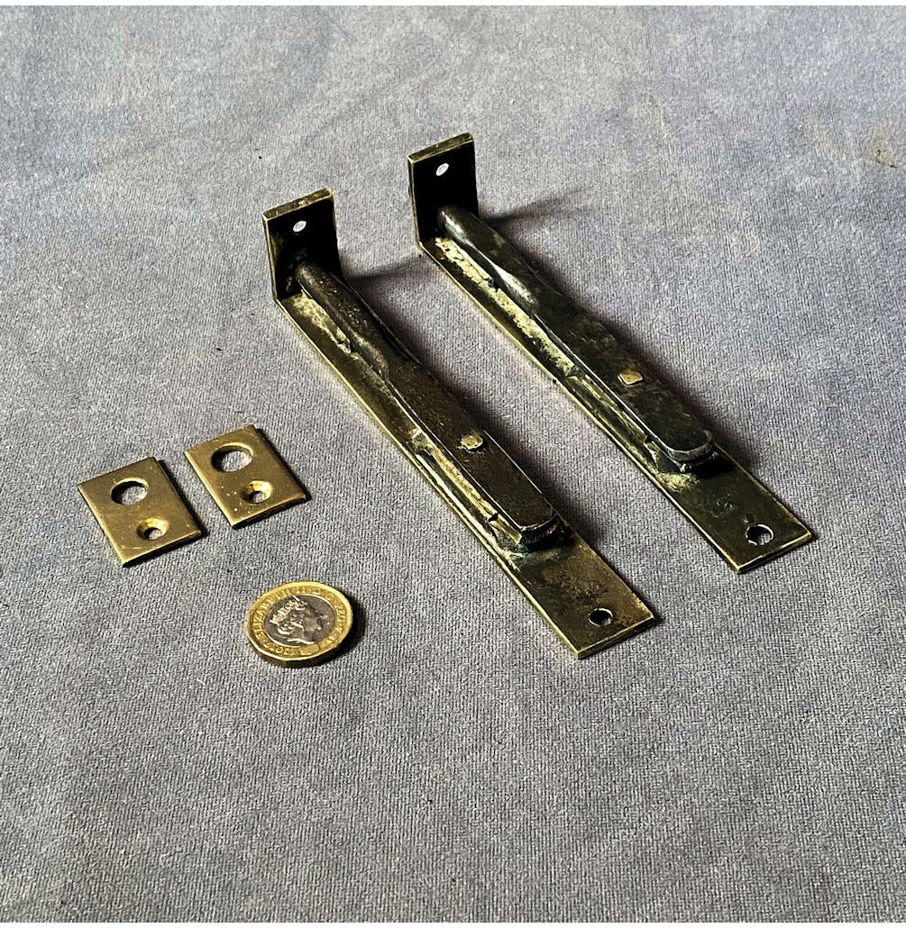 Pair of 6" Recessed Brass Door Bolts — view 2