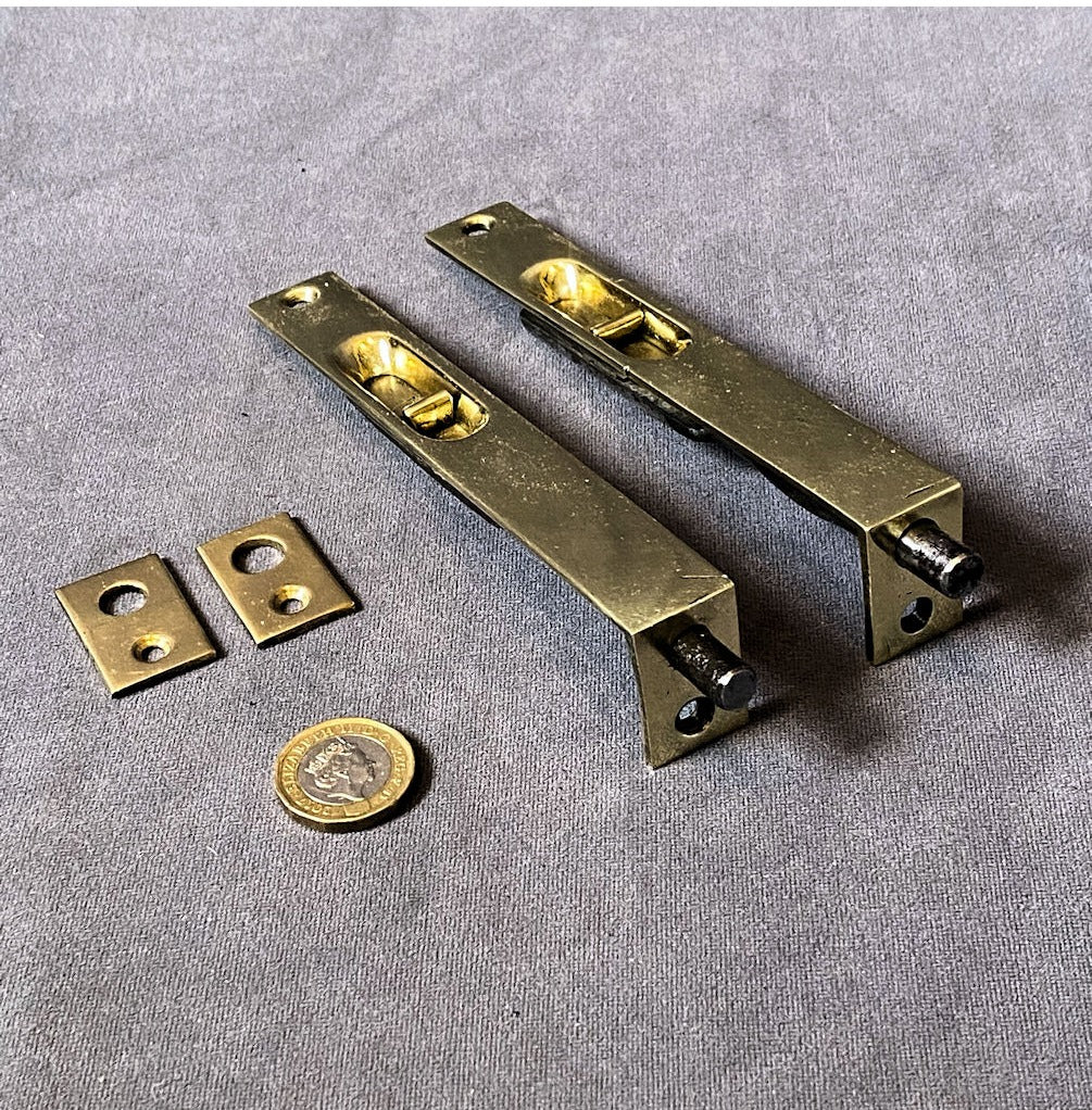Pair of 6" Recessed Brass Door Bolts — view 3