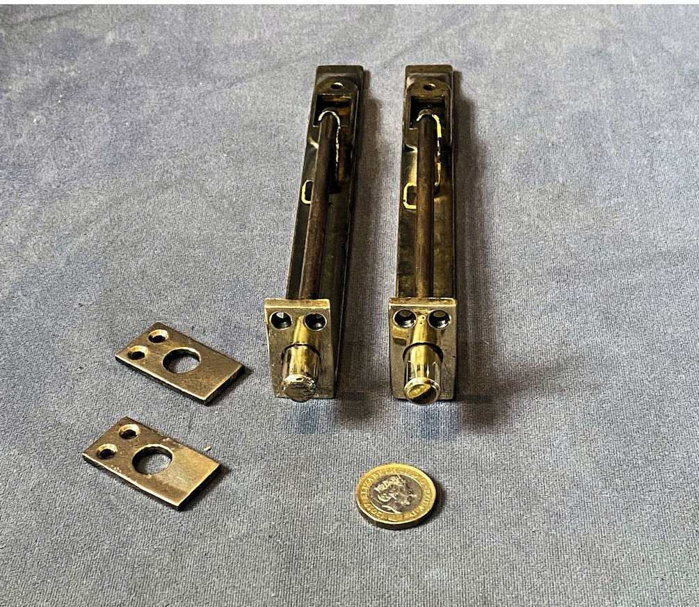 Pair of 8" Recessed Brass Door Bolts — view 4