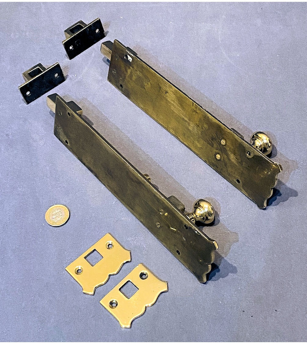 Pair of 9" Brass Door Bolts — view 2