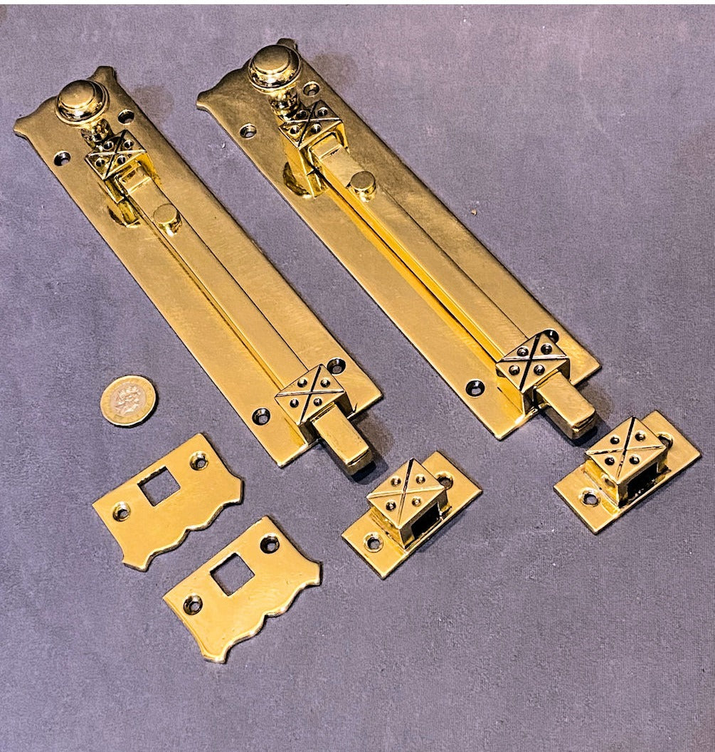 Pair of 9" Brass Door Bolts — view 3
