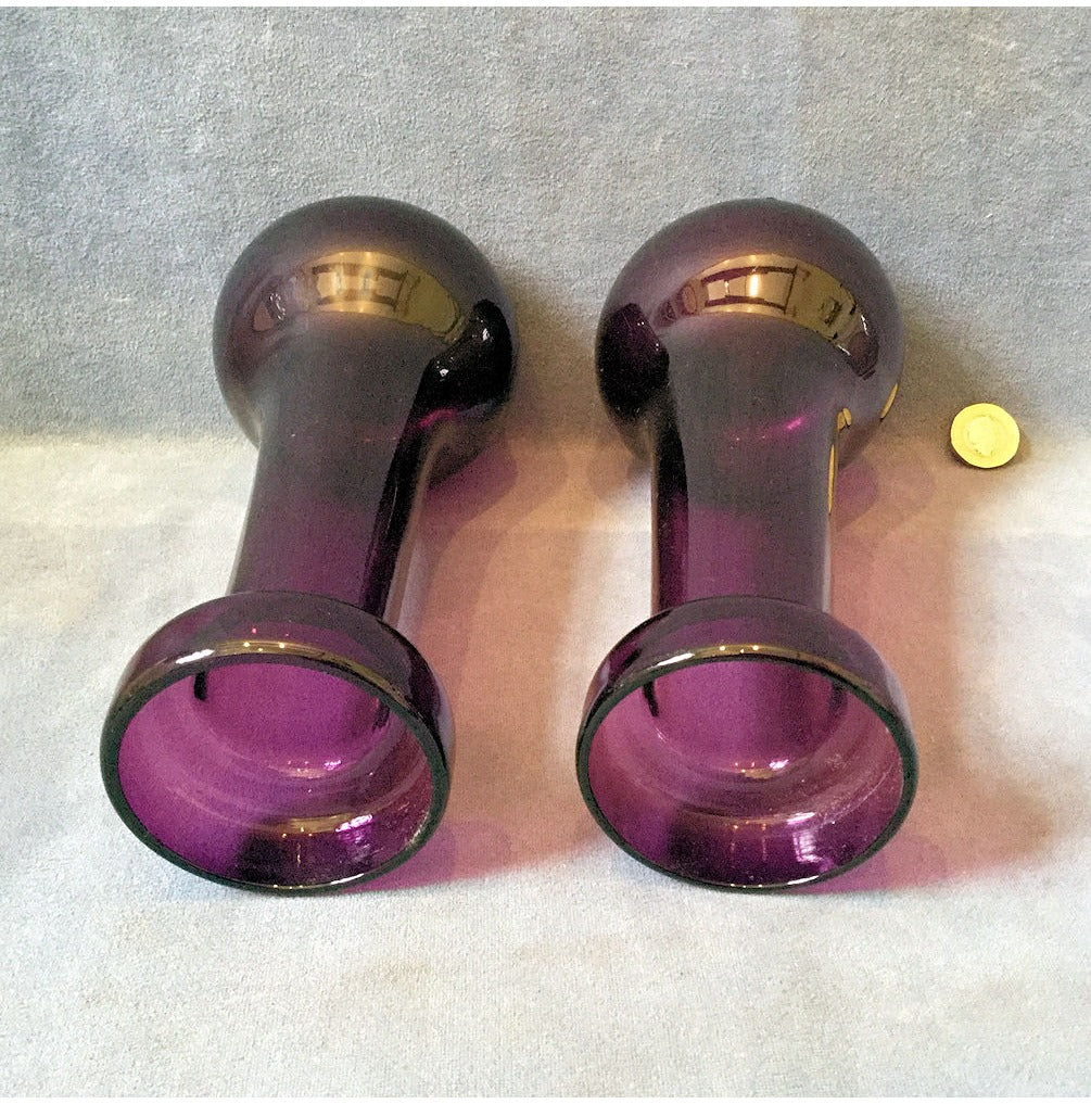 Pair of Amethyst Glass Hyacinth Vases — view 2