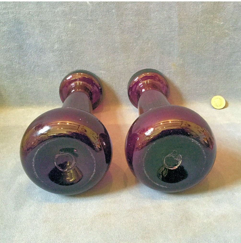 Pair of Amethyst Glass Hyacinth Vases — view 3
