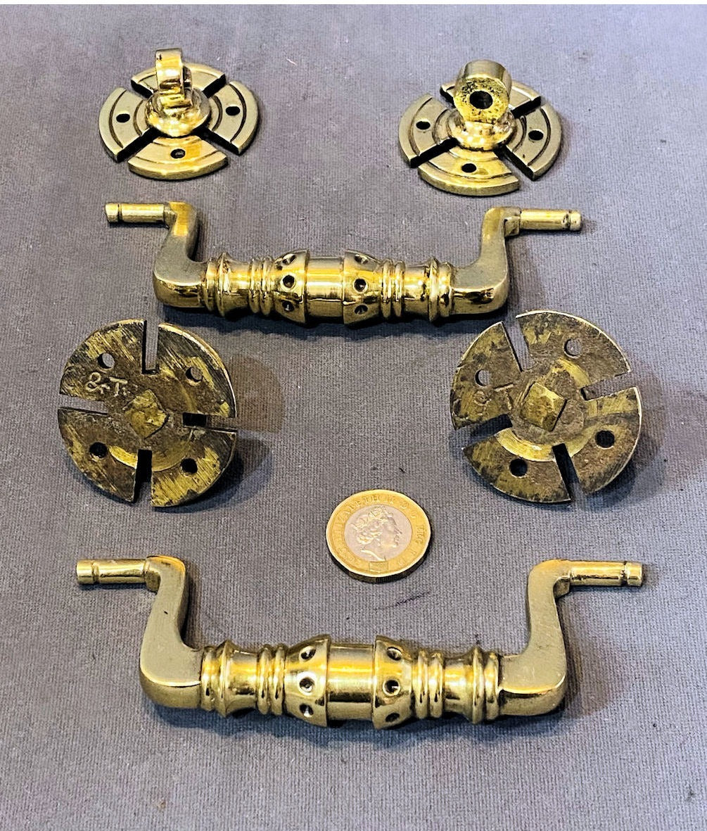 Pair of Arts & Crafts Brass Drawer Handles — view 2