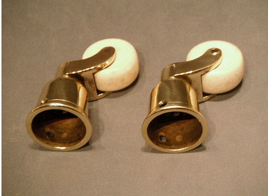 Pair of Brass and Ceramic Castors — view 3