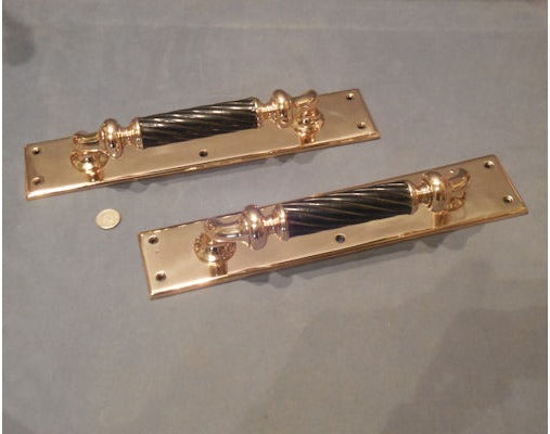 Pair of Brass and Ebony Door Pulls — view 2