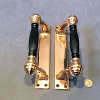 Pair of Brass and Ebony Door Pulls — Brass, late 19th century