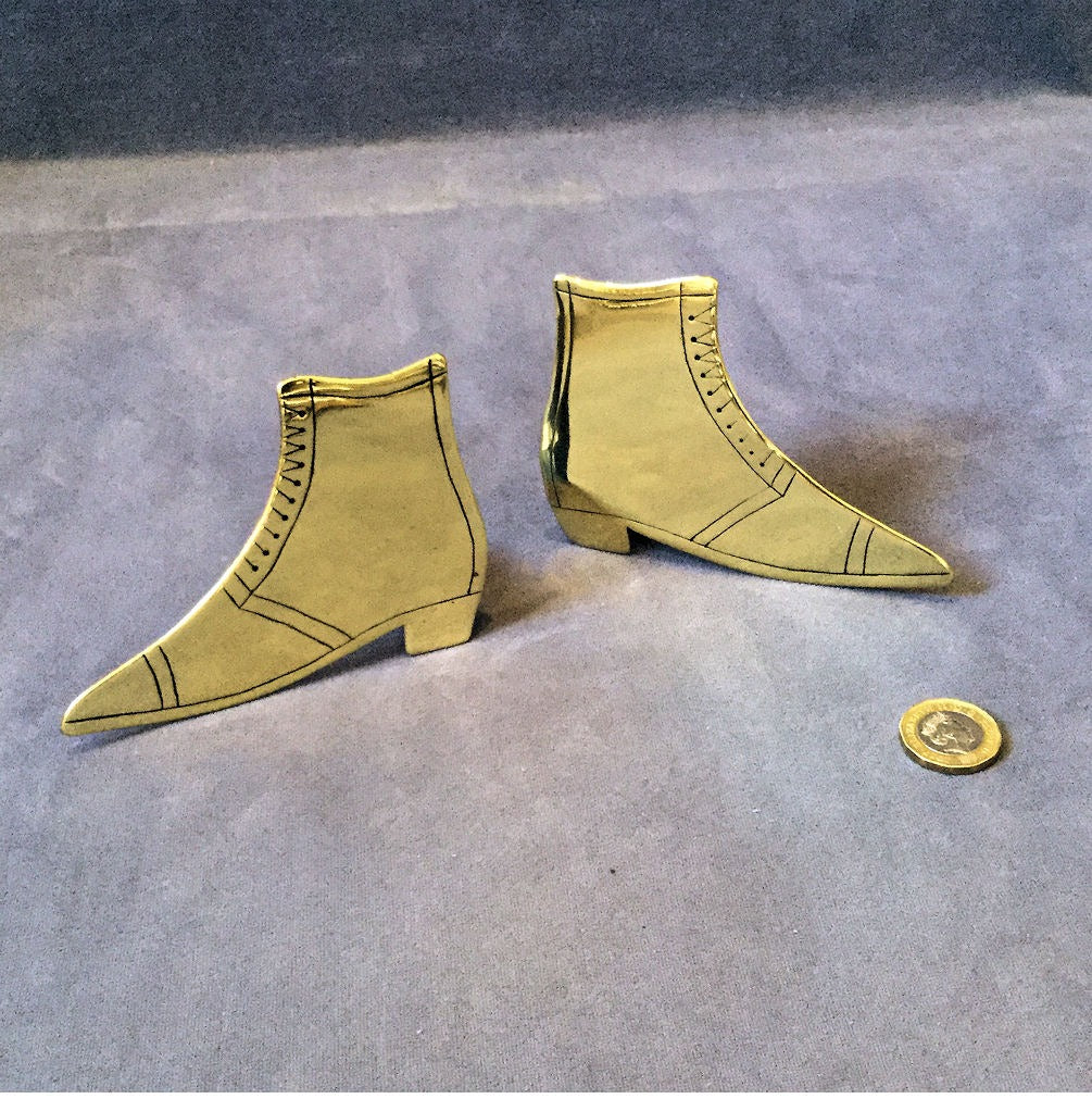 Pair of Brass Boot Mantel Ornaments — Brass, 1920's