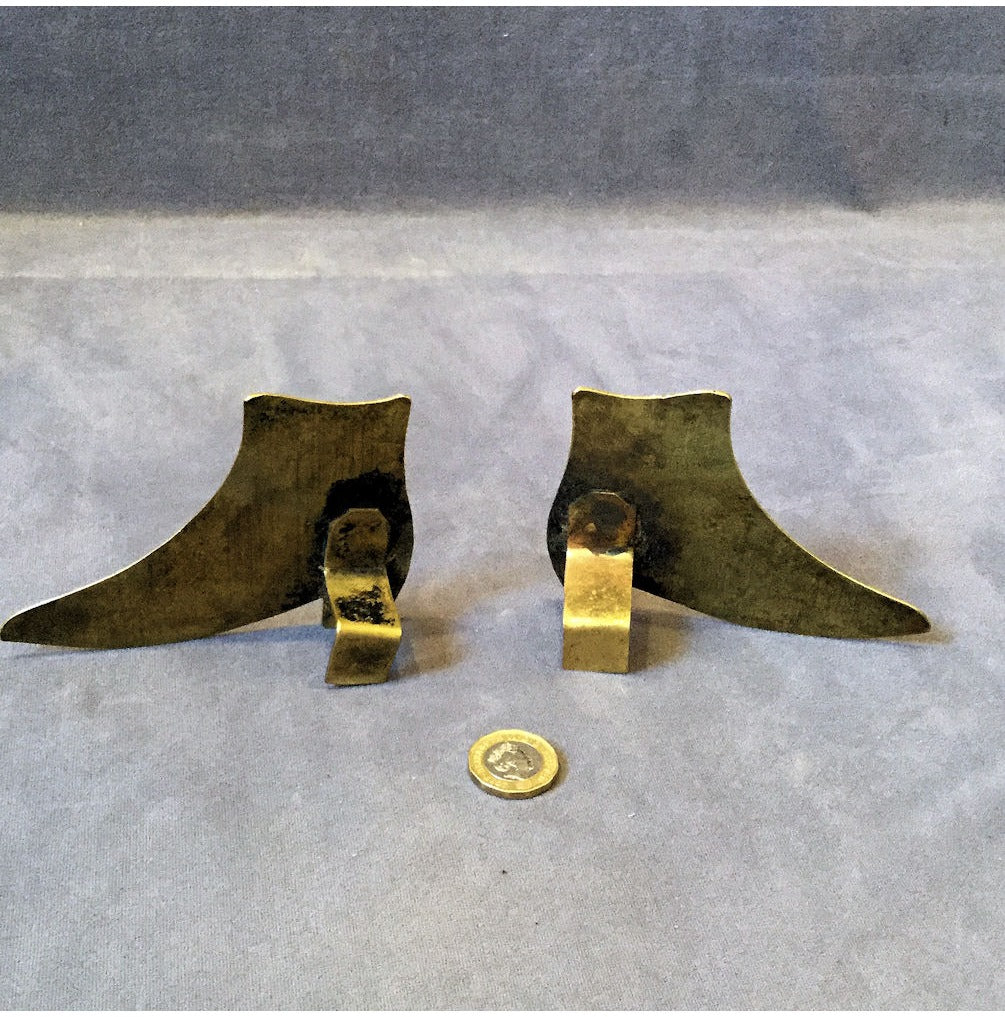 Pair of Brass Boot Mantel Ornaments — view 2