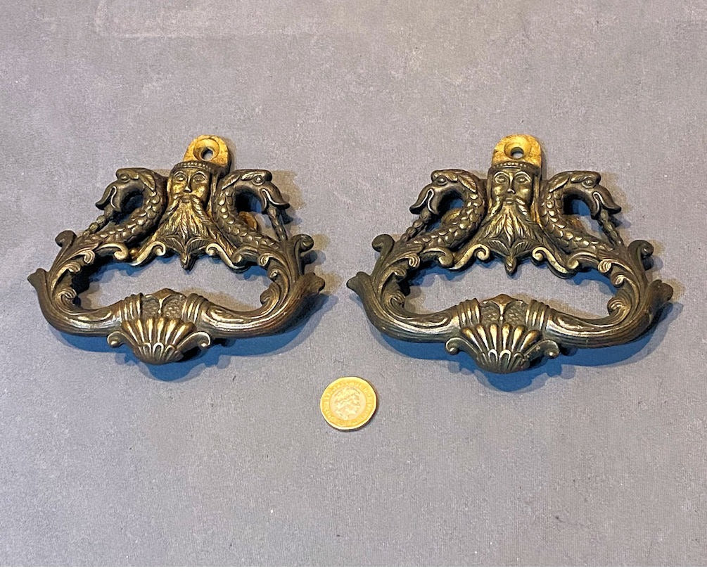 Pair of Brass Chest Side Handles — Brass, circa 1900