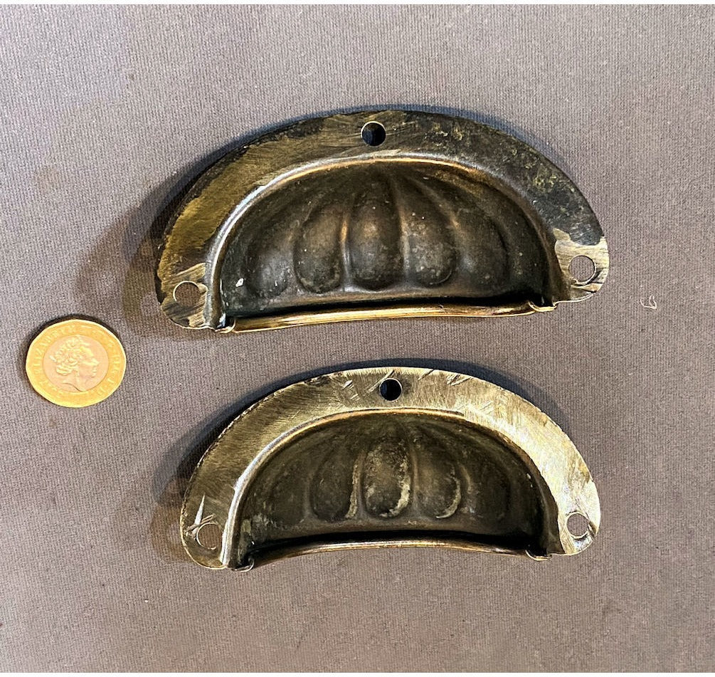 Pair of Brass Cup Drawer Handles — view 2