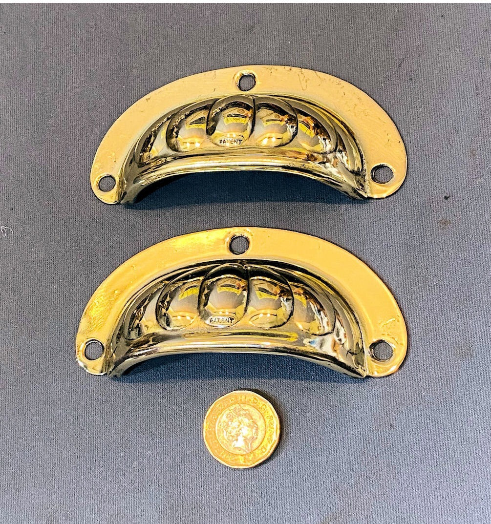 Pair of Brass Cup Drawer Handles — view 3