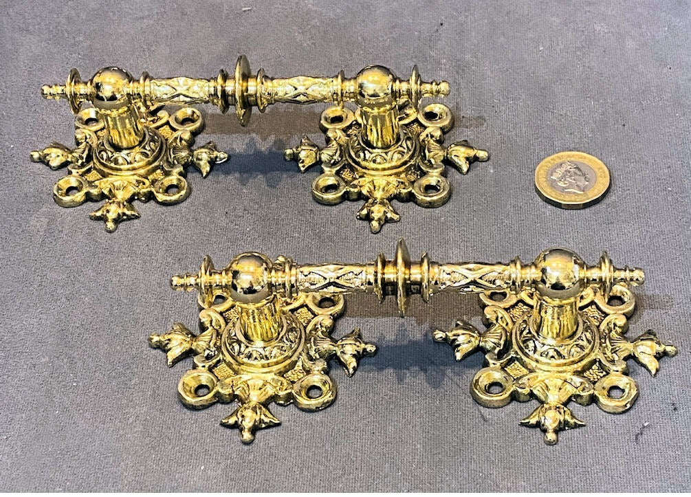 Pair of Brass Door / Drawer Pulls — Brass, late 19th century