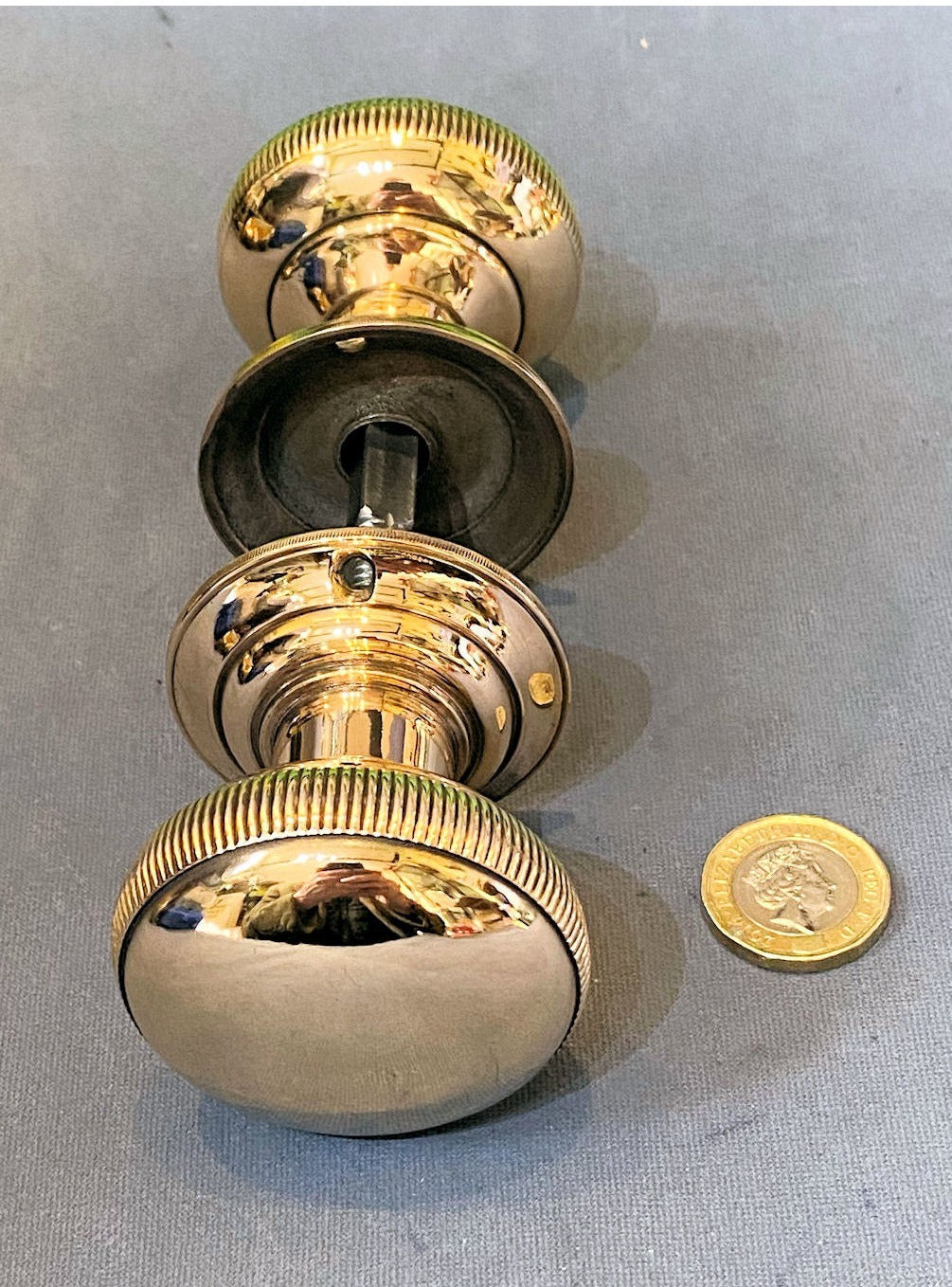 Pair of Brass Door Handles, 2 pairs available — view 2