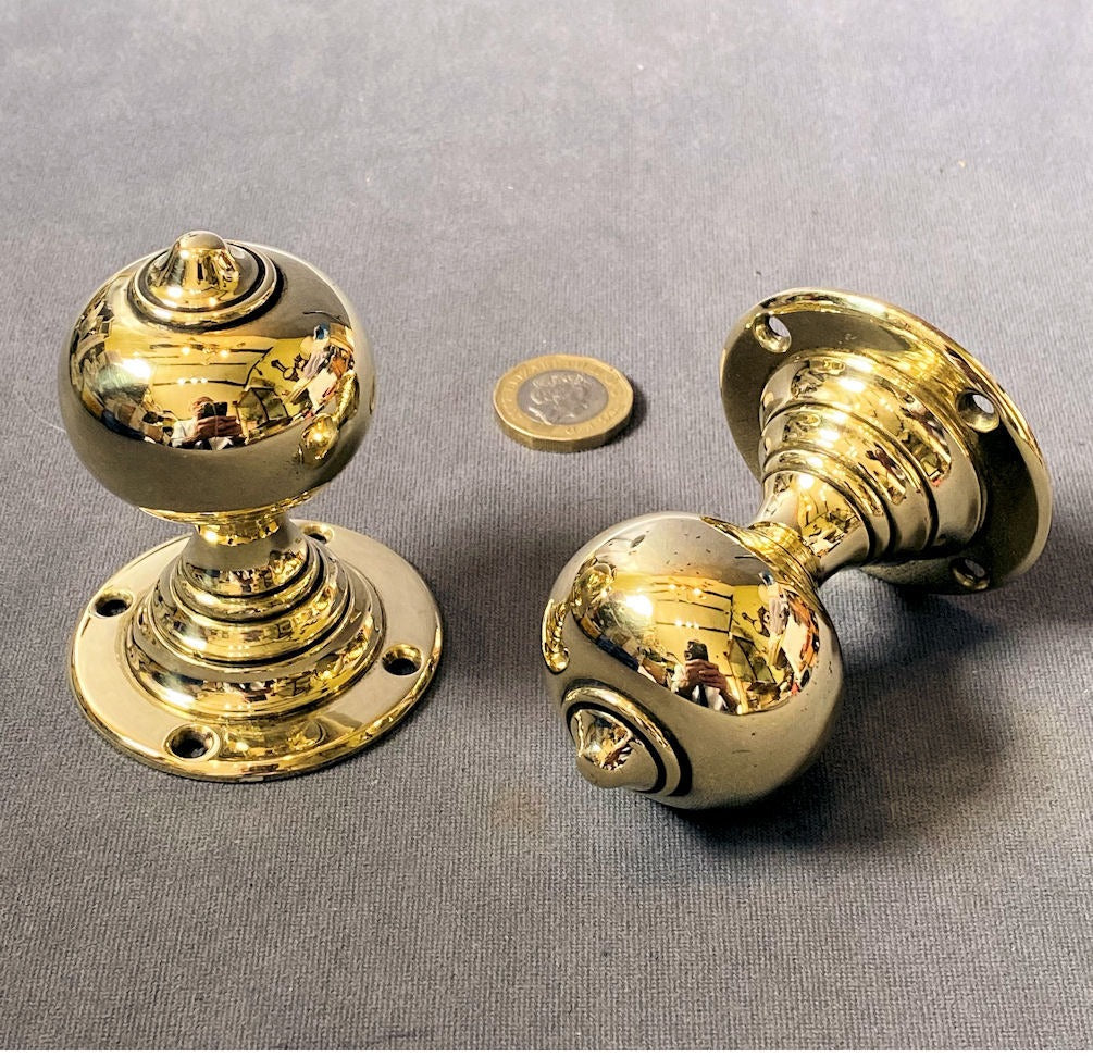 Pair of Brass Door Handles — Brass, 19th century
