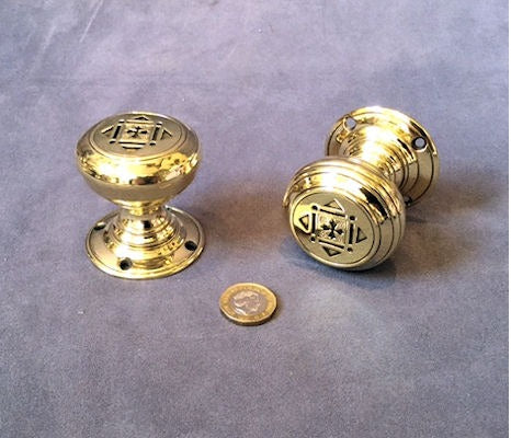 Pair of Brass Door Handles — Brass, late 19th century