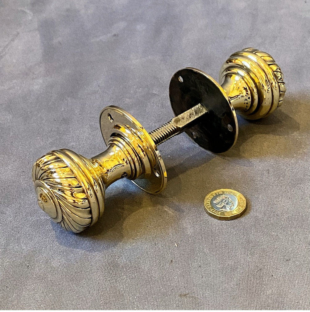 Pair of Brass Door Handles — Brass, late 19th century