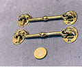 Pair of Brass Door Hooks with Eyes — Brass, 1920's
