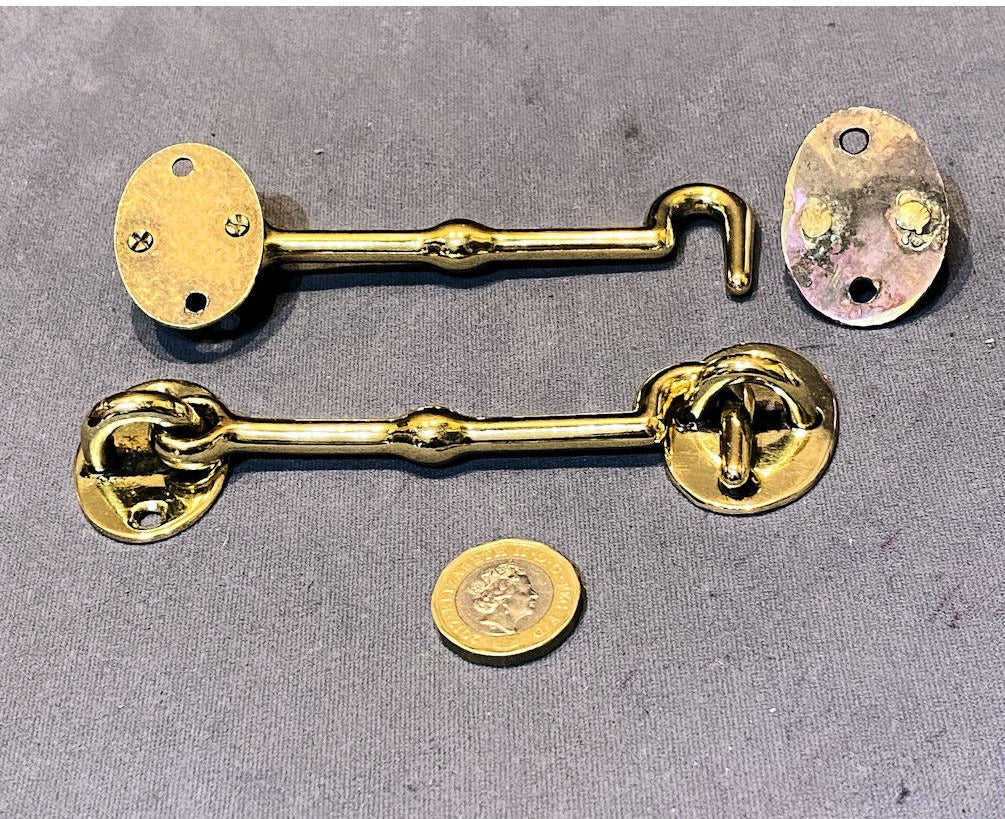 Pair of Brass Door Hooks with Eyes — view 4