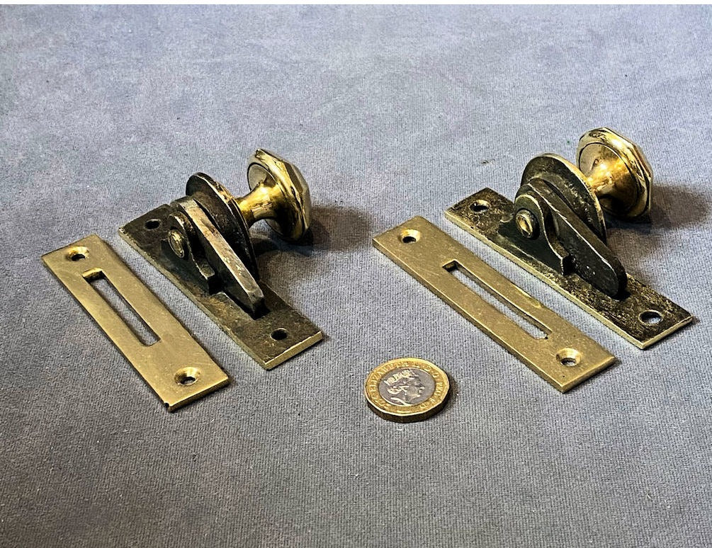 Pair of Brass Door or Window Catches — view 2