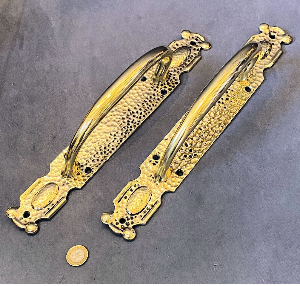 Pair of Brass Door Pulls — Brass, late 19th century