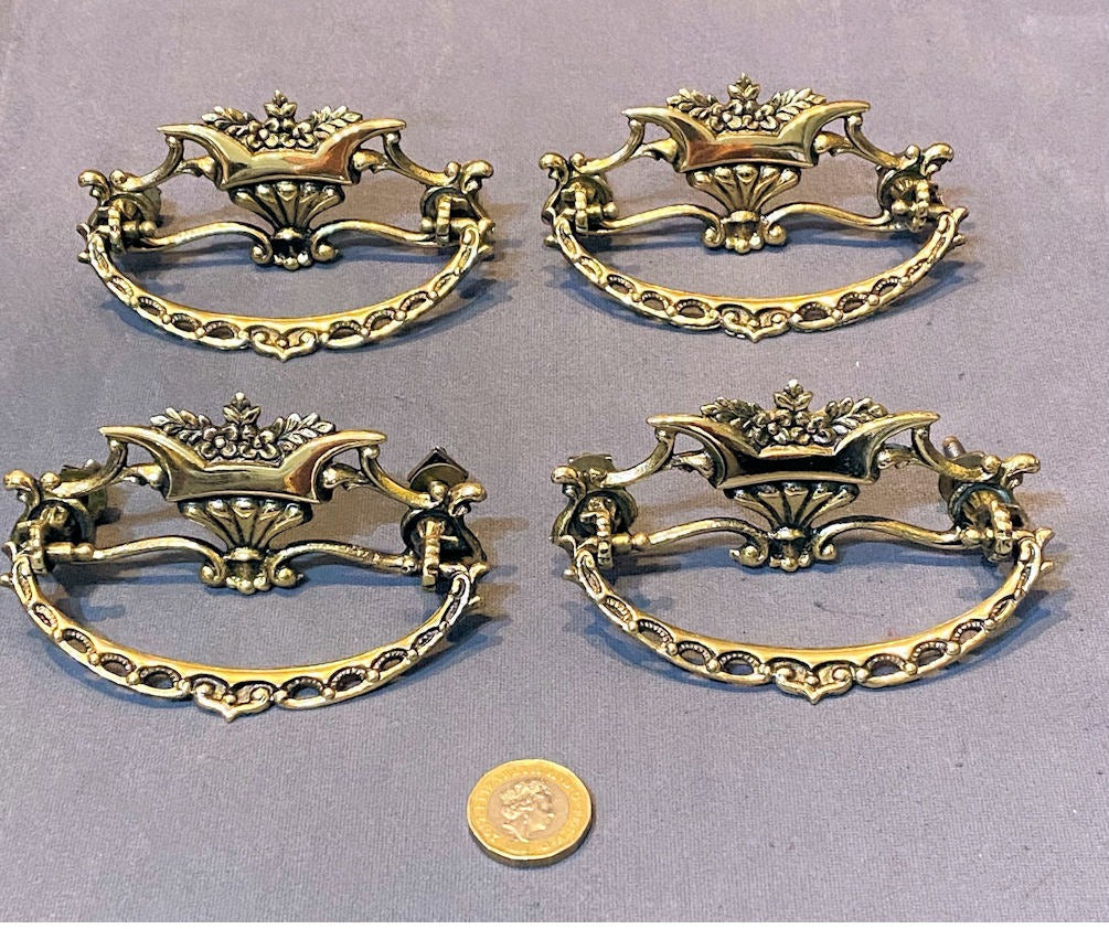 Pair of Brass Drawer Handles, 2 pairs available — Brass, 1920's
