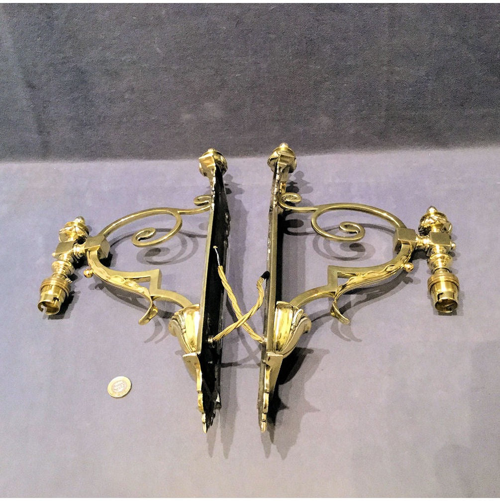 Pair of Brass Electric Wall Lights — view 4