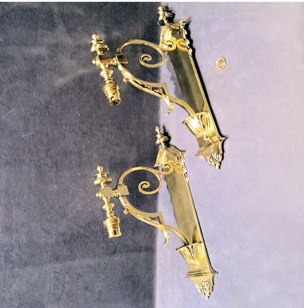 Pair of Brass Electric Wall Lights — view 6