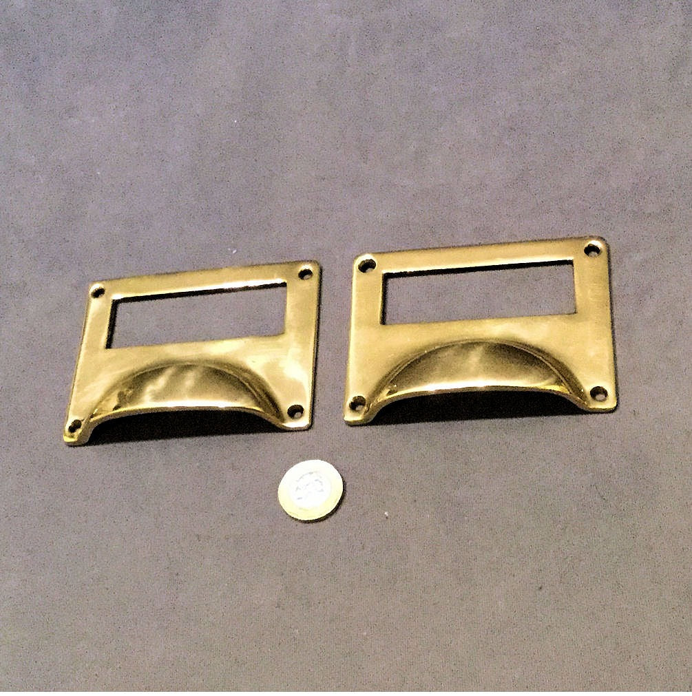 Pair of Brass Filing Drawer Handles — Brass, late 19th century