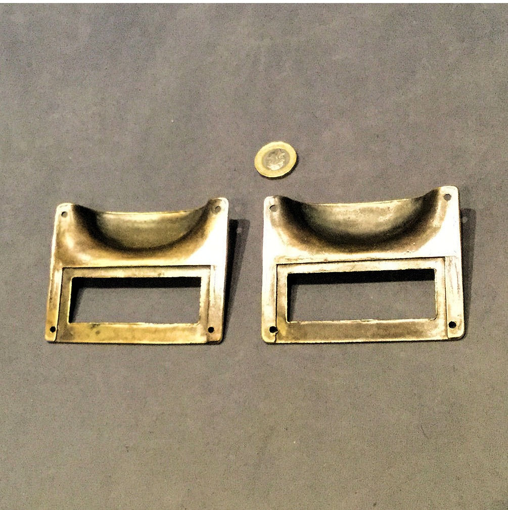 Pair of Brass Filing Drawer Handles — view 2