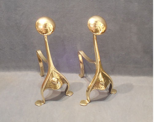 Pair of Brass Fire Dogs — Brass, late 19th century