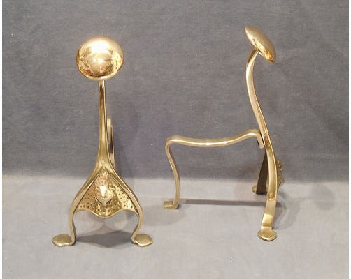 Pair of Brass Fire Dogs — view 2