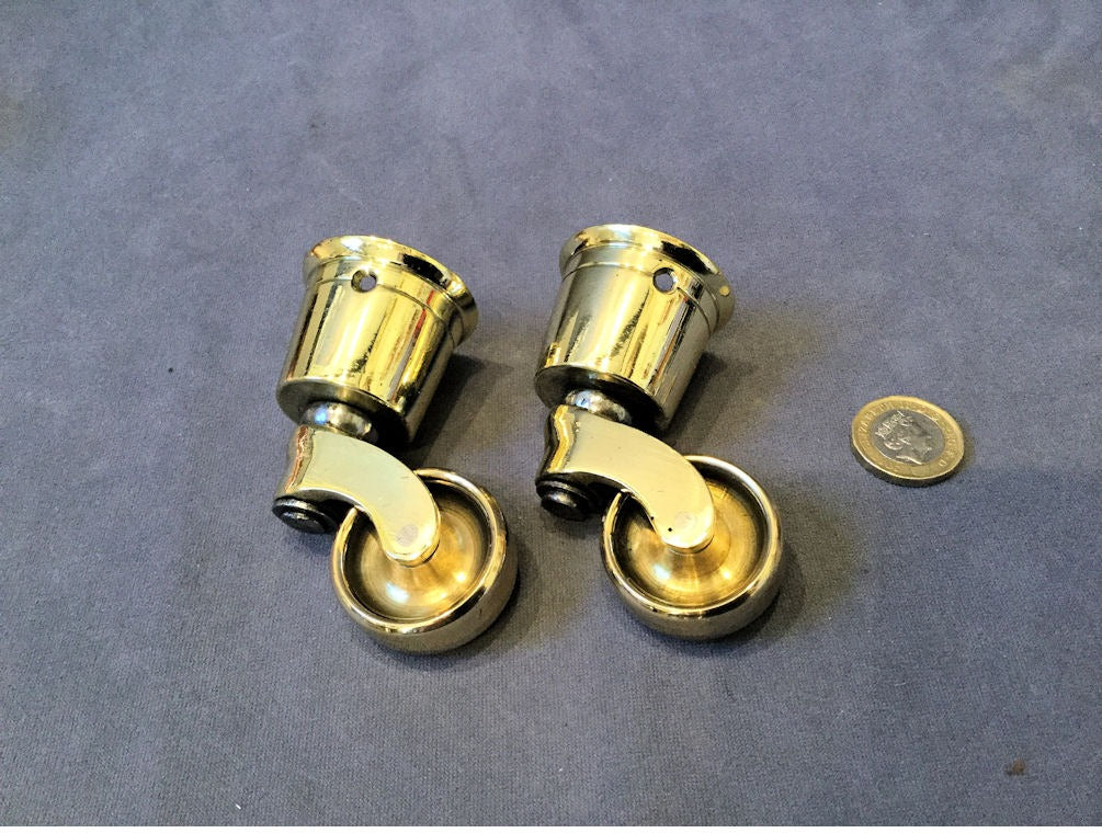 Pair of Brass Furniture Castors — Brass
