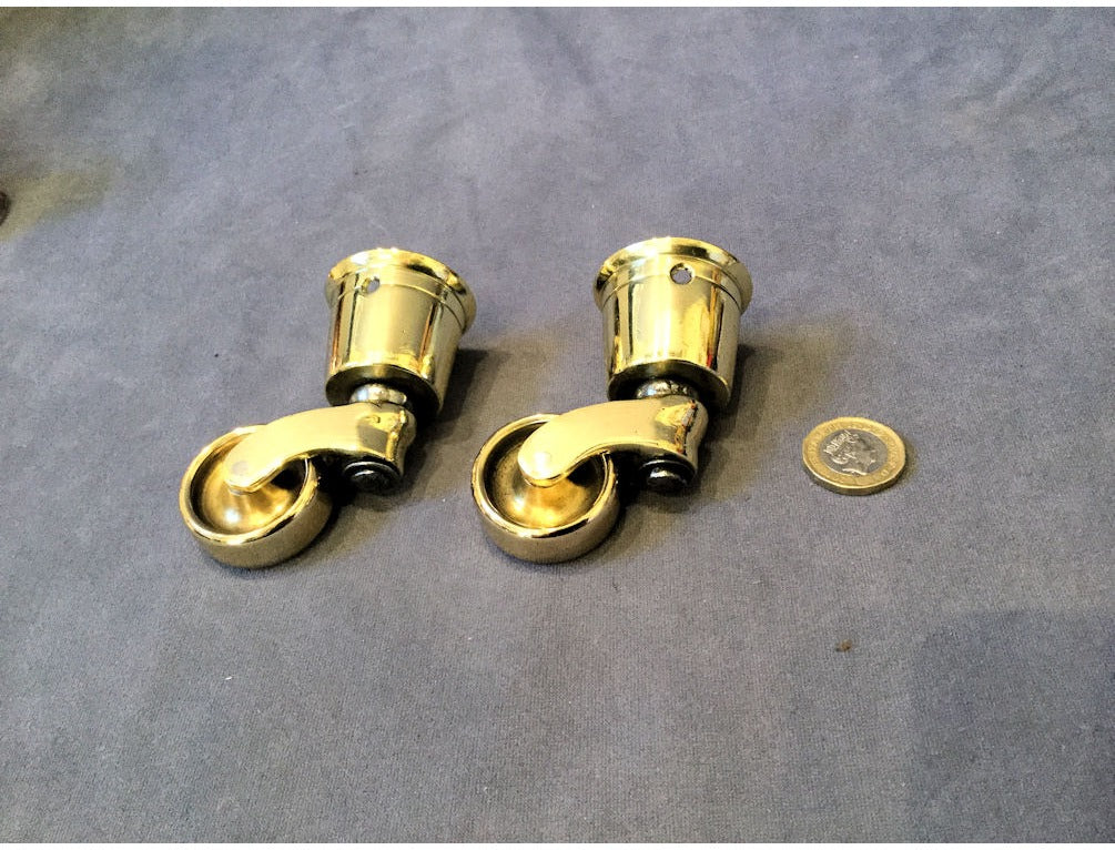 Pair of Brass Furniture Castors — view 2