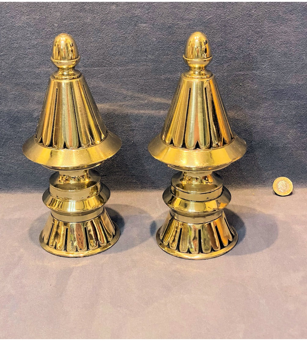 Pair of Brass Obelisks — view 2