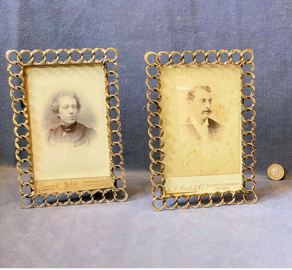 Pair of Brass Ring Photo Frames — Brass, late 19th century