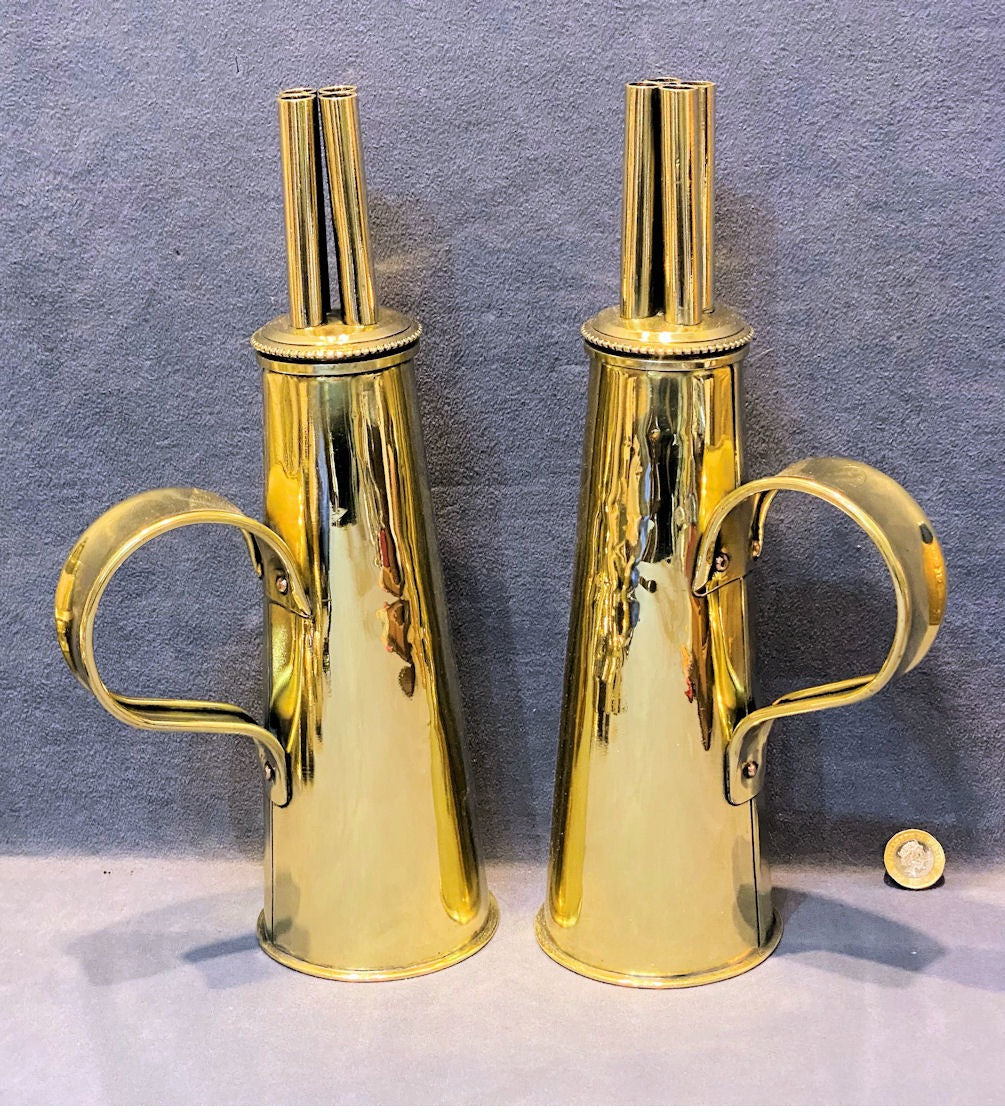 Pair of Brass Ship Containers — Brass, late 19th century