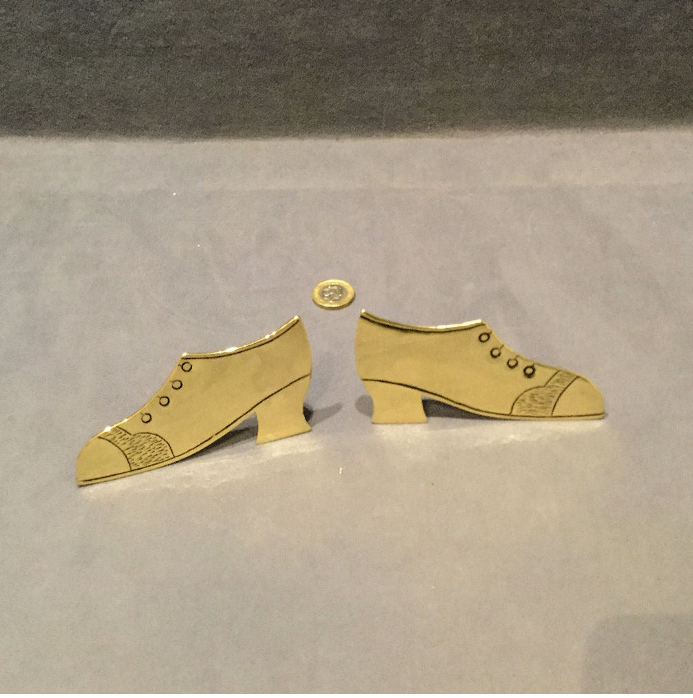 Pair of Brass Shoe Mantel Ornaments — Brass, 1920's