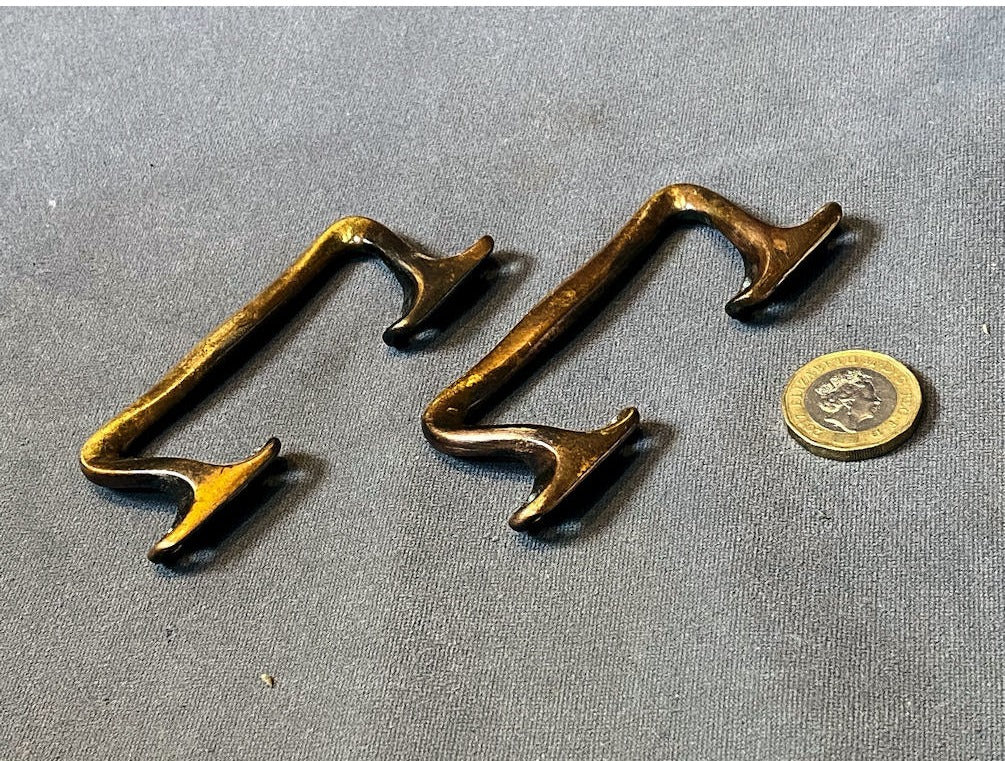 Pair of Brass Tray Handles — view 3