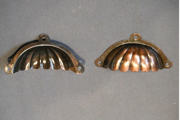 Pair of Bronzed Steel Drawer Pulls — Bronze, circa 1900