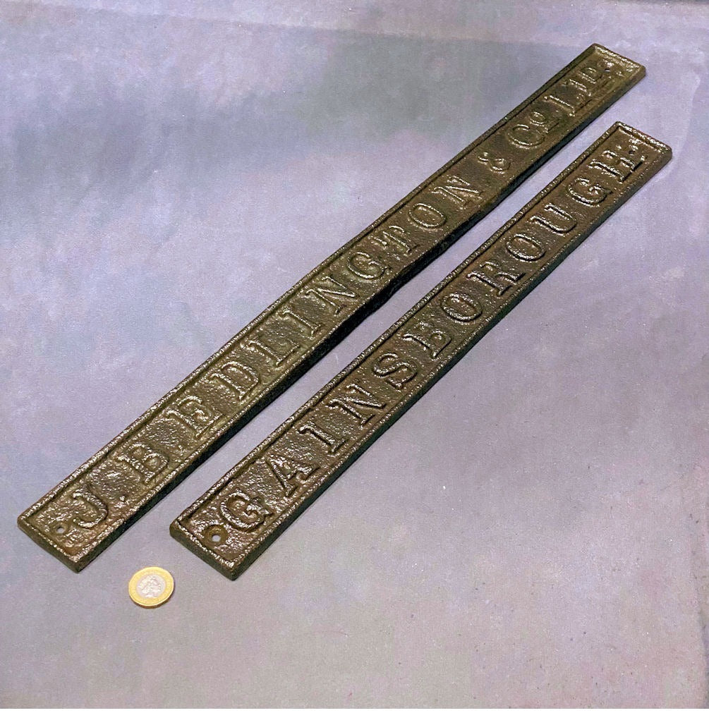 Pair of Cast Iron Nameplate J.B. Edlington & Co — Cast iron, late 19th century
