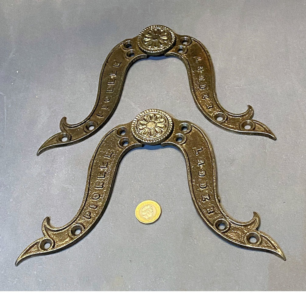 Pair of Cast Iron Step Ladder Hinges — Cast iron, late 19th century