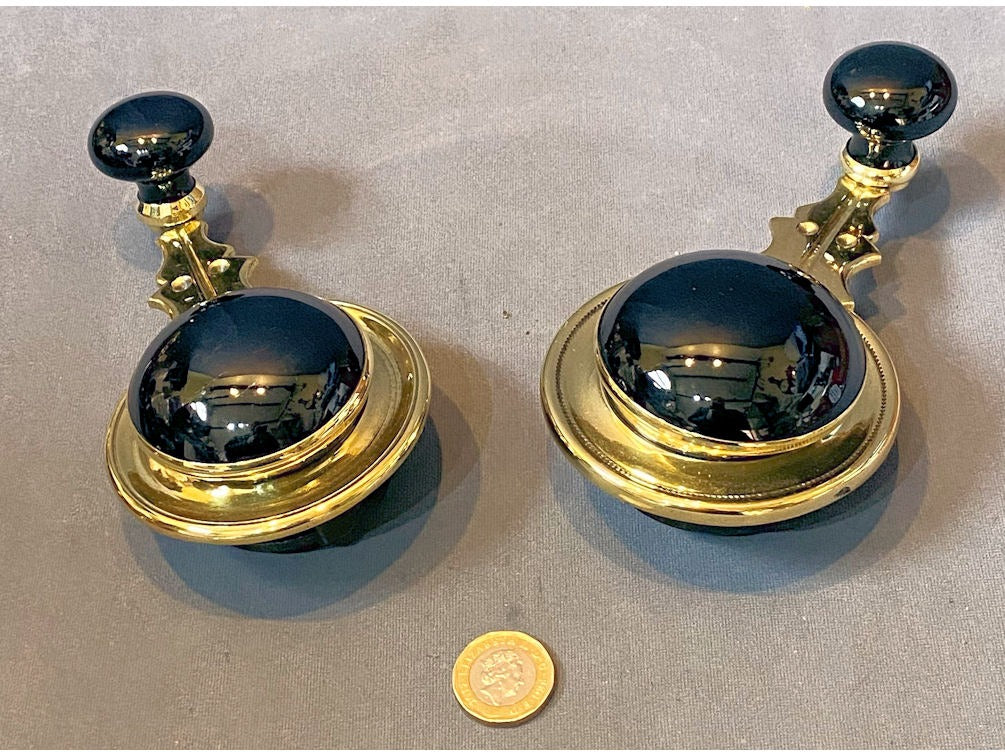 Pair of Ceramic & Brass Interior Bell Pulls — view 2