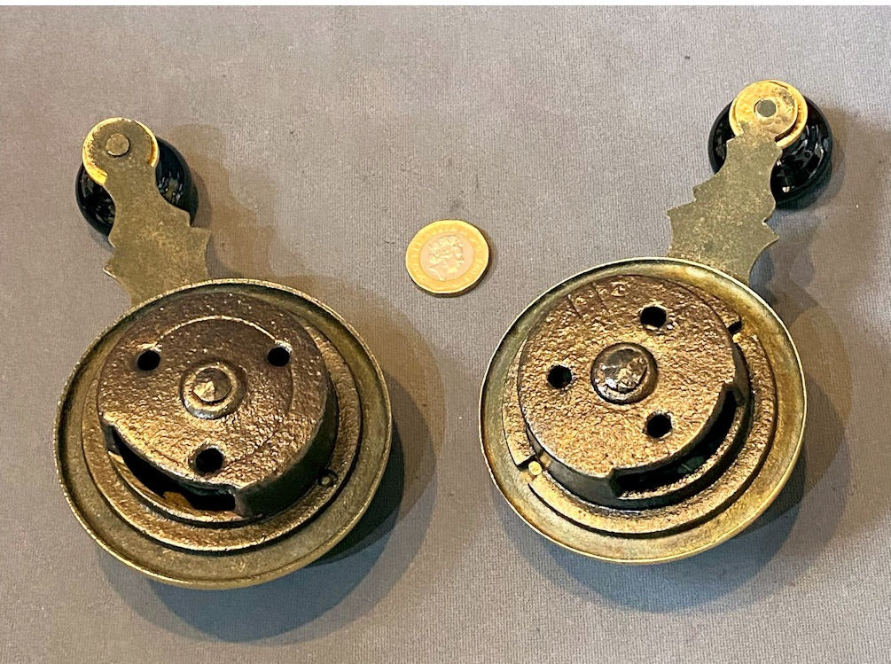 Pair of Ceramic & Brass Interior Bell Pulls — view 3