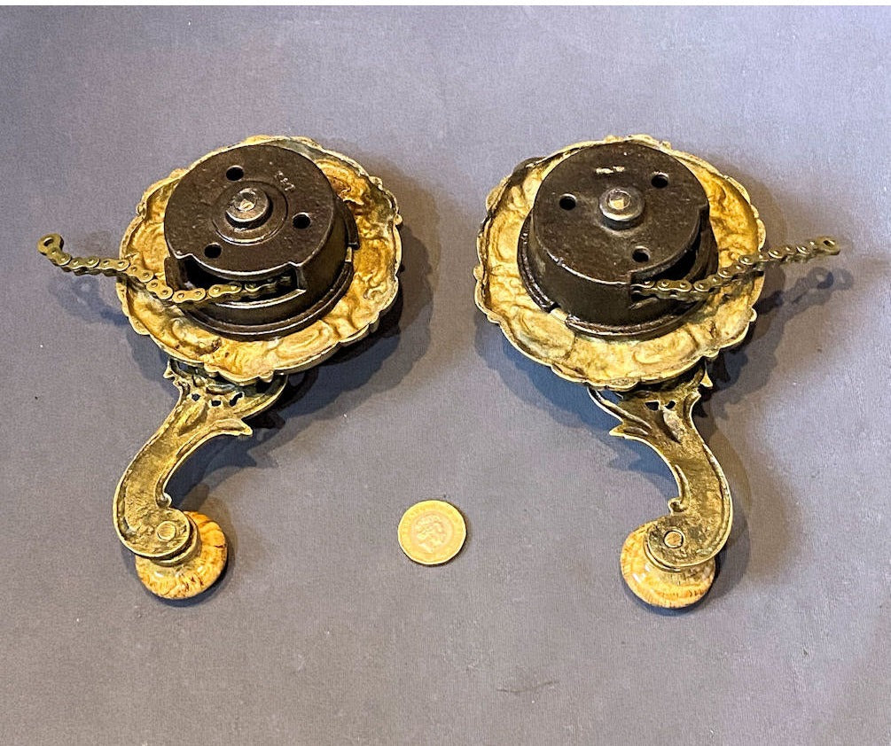 Pair of Ceramic & Brass Interior Bell Pulls — view 2