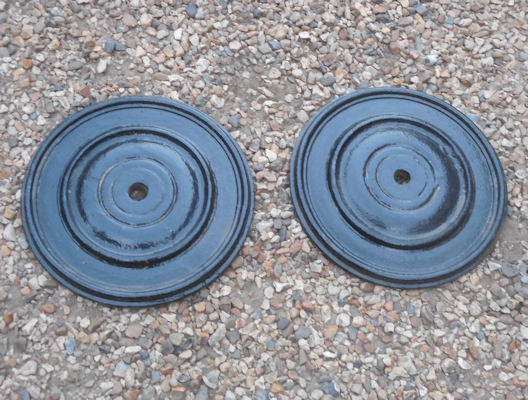 Pair of Circular Cast Iron Wall Ties — Cast iron, early 19th century