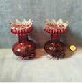 Pair of Cranberry Glass Hyacinth Vases — Glass, late 19th century