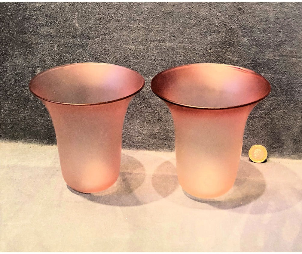 Pair of Cranberry Tinted Lamp Shades — view 2