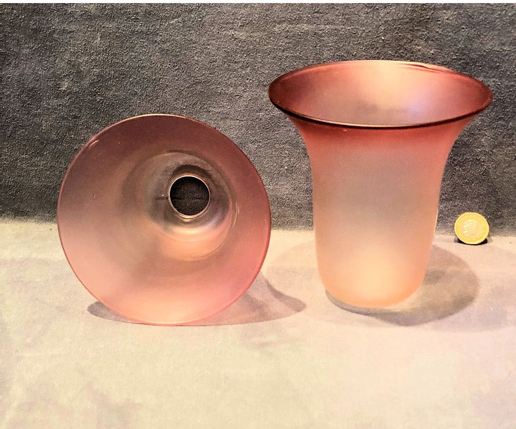 Pair of Cranberry Tinted Lamp Shades — view 3