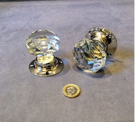 Pair of Cut Glass Door Handles, 2 pairs available — Glass, 1920's